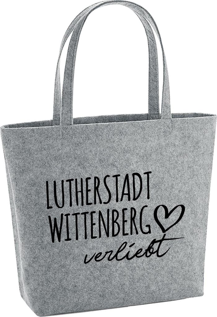 Huuraa Filzshopper Lutherstadt Wittenberg verliebt 22 Liter Grey Melange Filztasche Geschenkidee