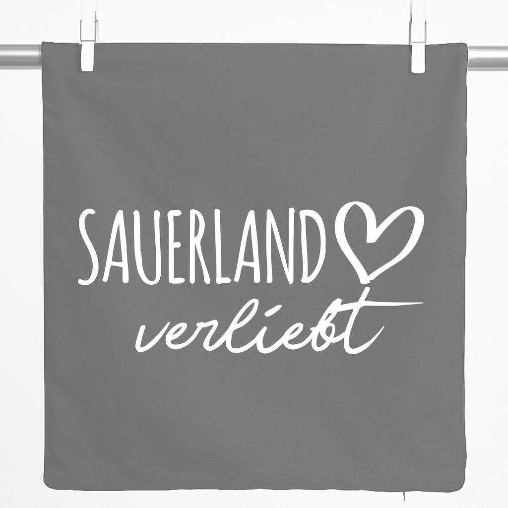 Huuraa Kissenbezug Sauerland verliebt 40x40cm Steel Grey Baumwolle Dekokissenbezug Geschenkidee