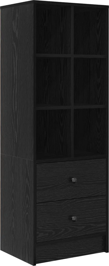 Buffet de cuisine haut noir aspect chêne 127 cm - Gain de place garanti
