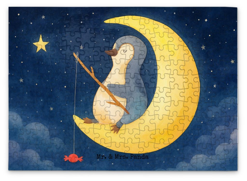 Mr. & Mrs. Panda Puzzle Pinguin Mond Design 192 Teile - Weiß - Geschenk, Geduldspiel, 1500, Angel, 1000, 2000, Müde, Pinguine, Erschöpft, Puzzle...