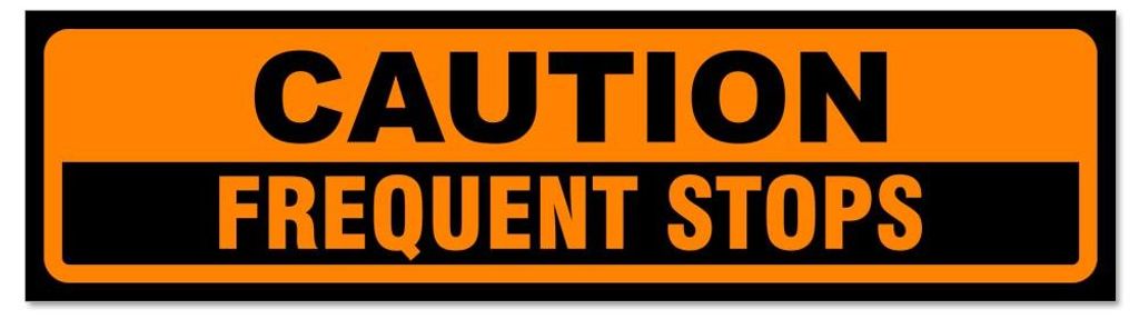 Kiwistar - Autoaufkleber - Orange - Schwarz - 60 x 16 cm - Caution Frequent Stops - Hinweis Aufkleber Sticker für Auto, Kfz, Fahrrad, PKW, LKW