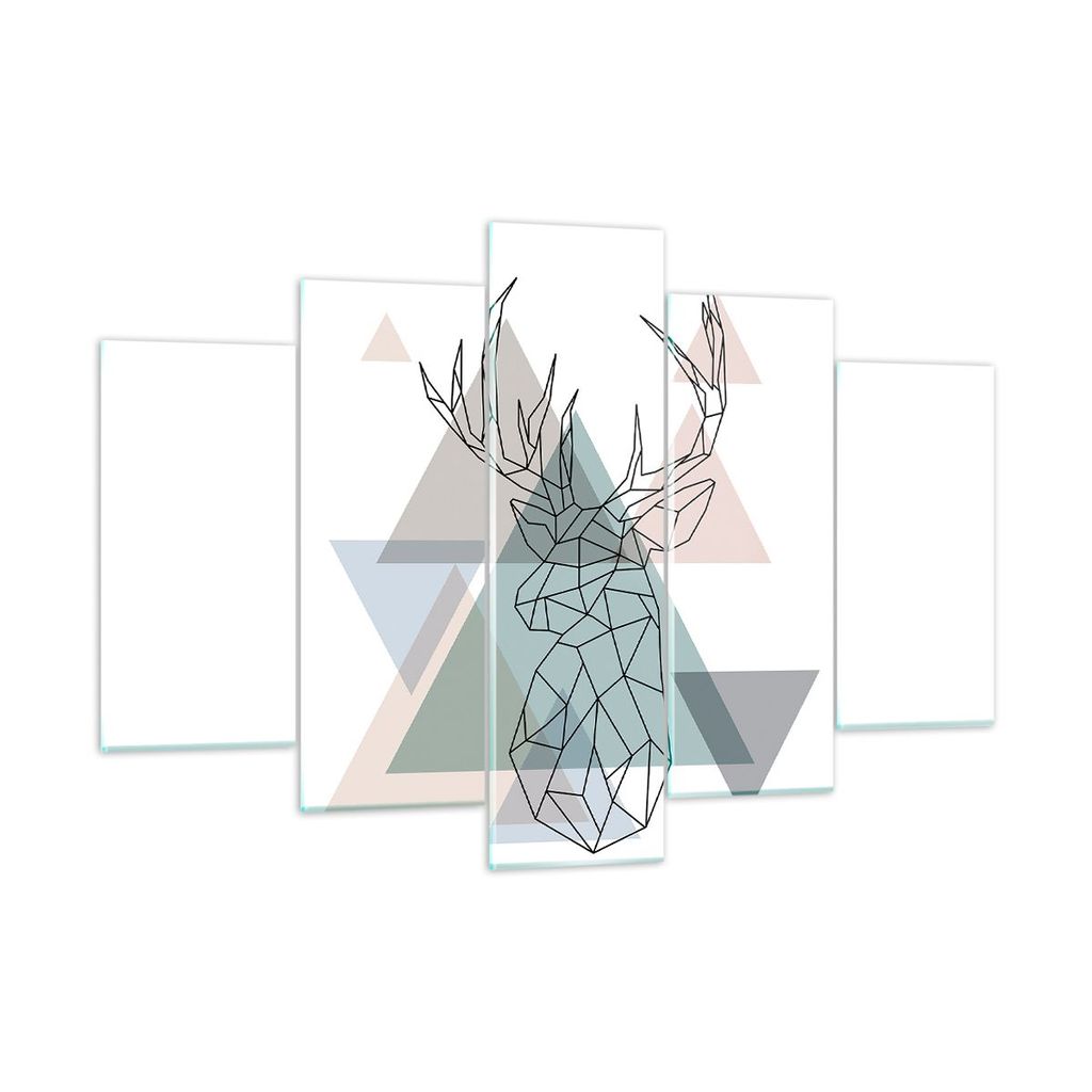 Bilder auf glas - Hirsch Abstraktion - 150x100cm - Glasbilder - Wandbilder - Kunstdruck - zum Aufhängen bereit - Wanddekoration aus Glas - Glas Bi...