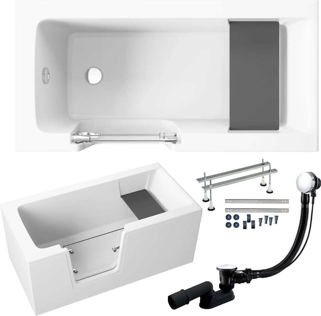 Badewanne Rechteck Set 6in1 140x70 Links mit AcrylSchürze, Produktbild 