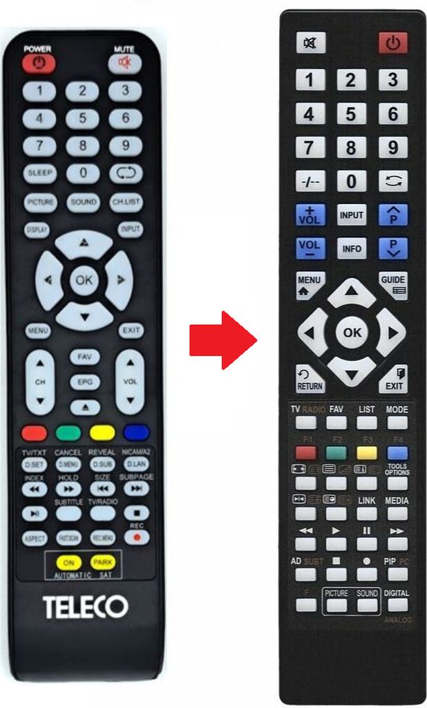 Ersatz Fernbedienung für Teleco TV TEK19W9 | TEK24DS | Produktbild 
