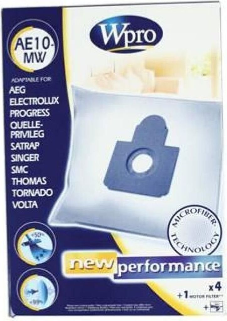 Wpro 4x Staubsaugerbeutel AE10-MW passend für AEG, Electrolux, Progress -AUSLAUF-
