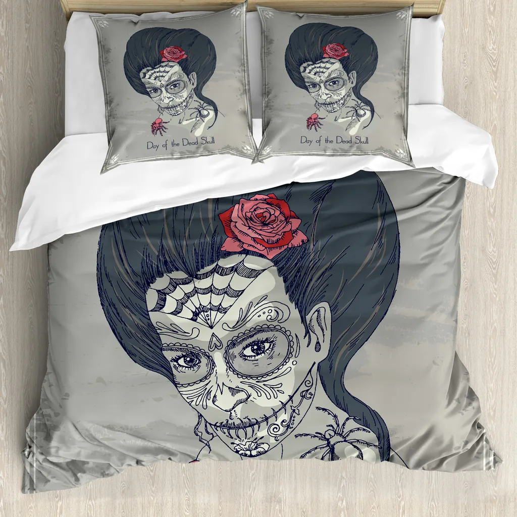 Set Letto Matrimoniale Antiacaro ABAKUHAUS Teschi Grigio Rosa