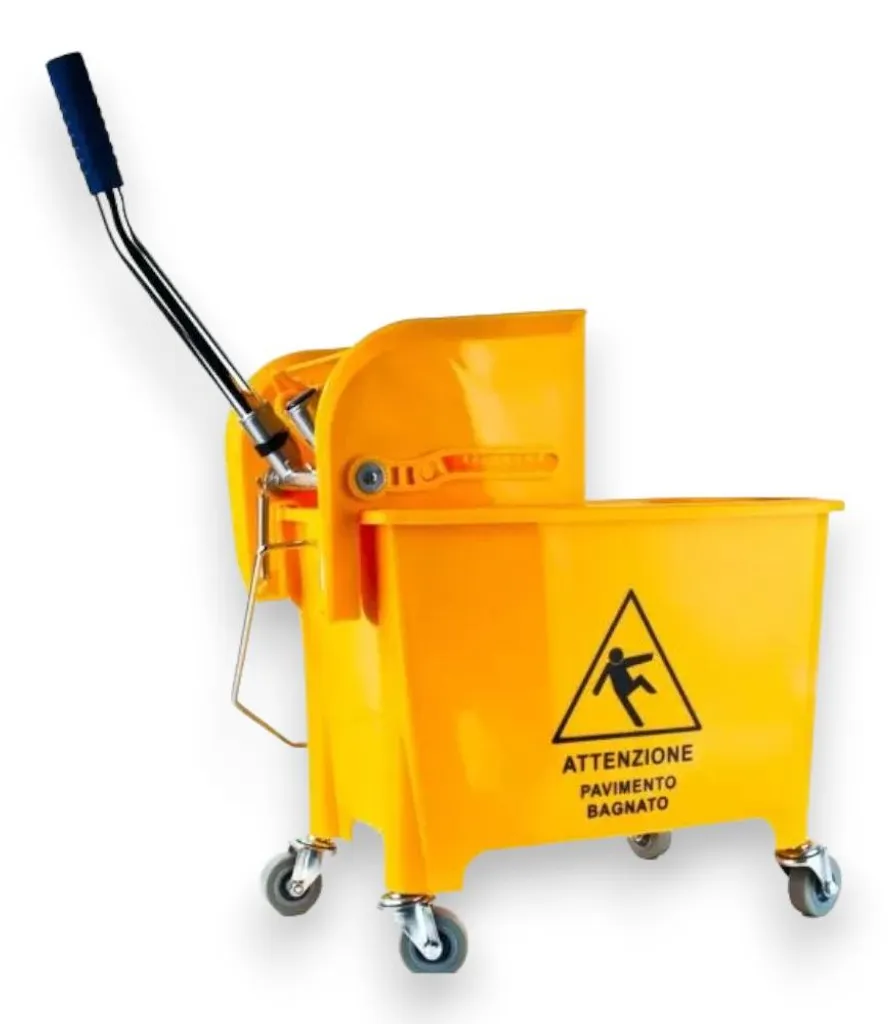 Chariot de lavage anti mal de dos avec essoreuse et serpillière 20L