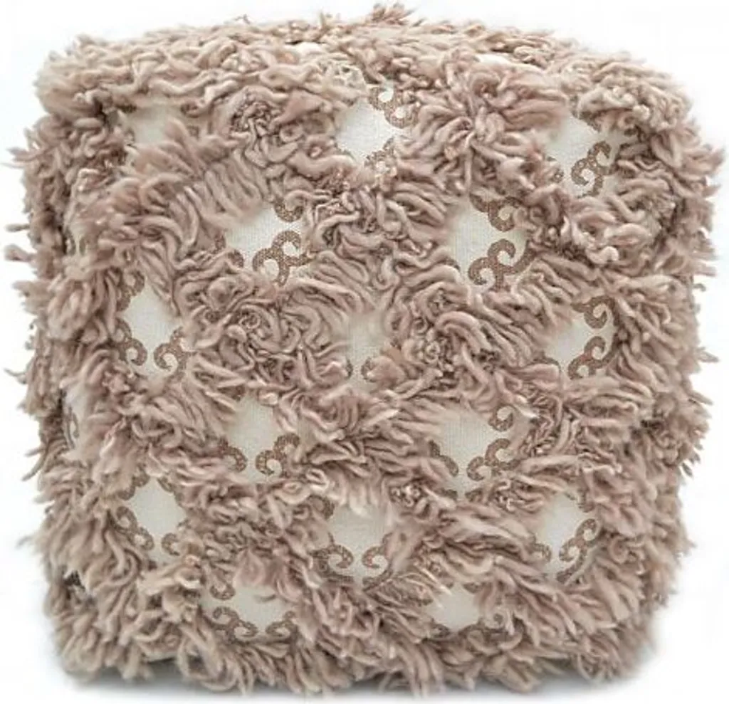 Pouf Carré Tissu Taupe 40x40cm - Assise Basse Design Allure