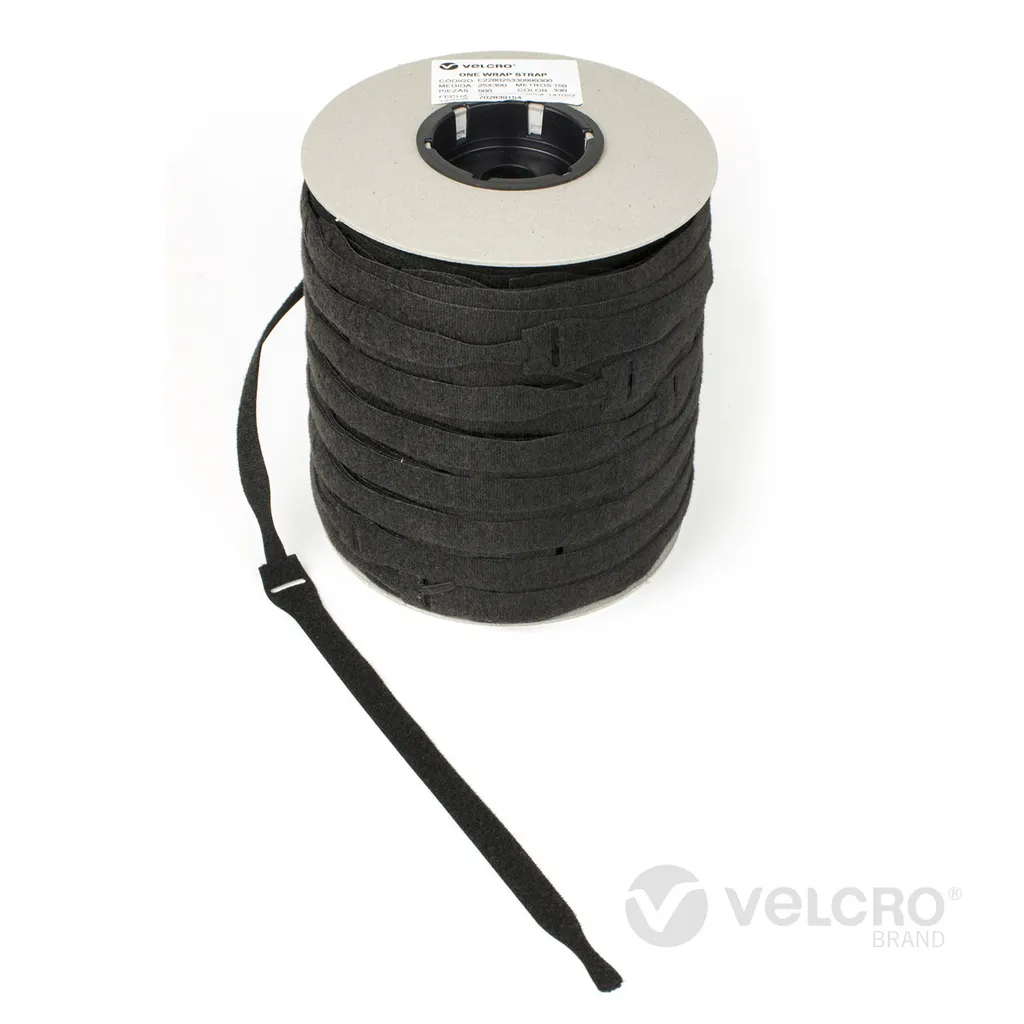 VELCRO® One Wrap® Strap 25mm x 300mm Noir Ignifuge - Pack de 750 Pièces