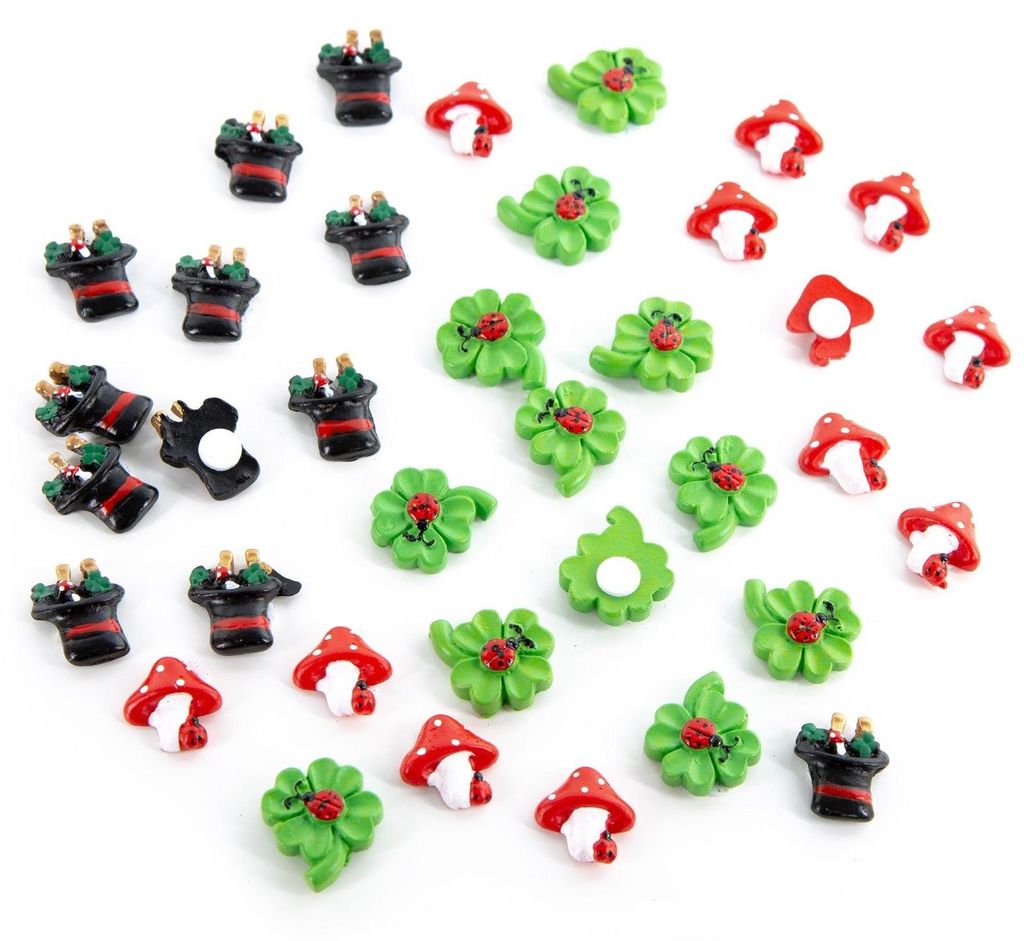 Glücksbringer Streuteile Set 36-TLG - Kleeblatt + Zylinder + Fliegenpilz
