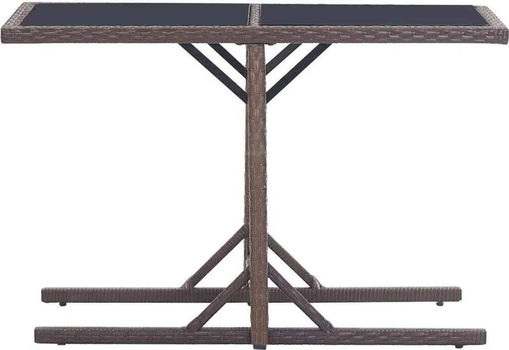 SYFAX™ Tavolo Esterno Polyrattan Marrone 110cm con Piano in Vetro