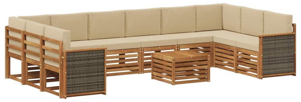 vidaXL Outdoor-Sofagarnitur mit Kissen 8 pcs Natur