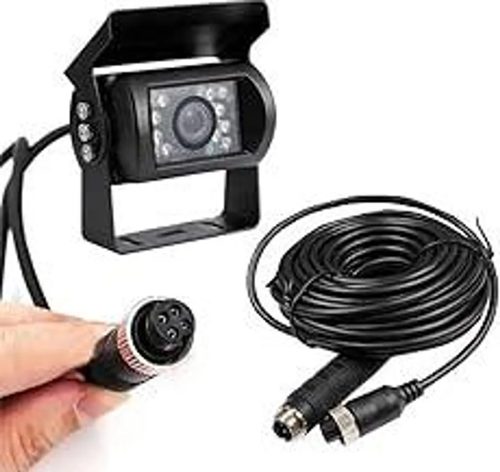 Telecamera posteriore Camecho IR Visione notturna Telecamera posteriore impermeabile + Kit cavo 4 pin da 10 m per auto, autobus, camion, roulotte, camper 12 V 24 V Ausilio al parcheggio