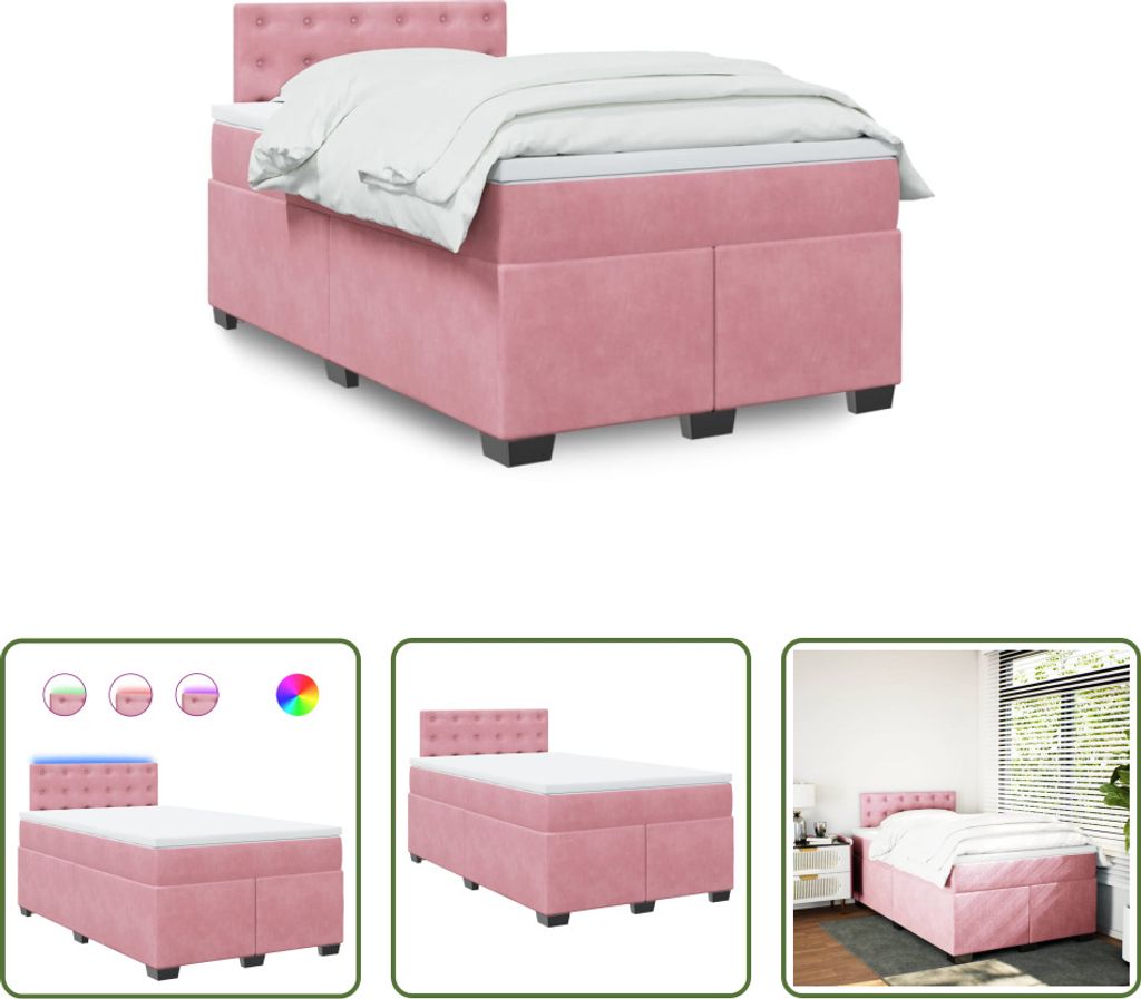 The Living Store Boxspringbett mit Matratze Rosa 120x200 cm Produktbild 