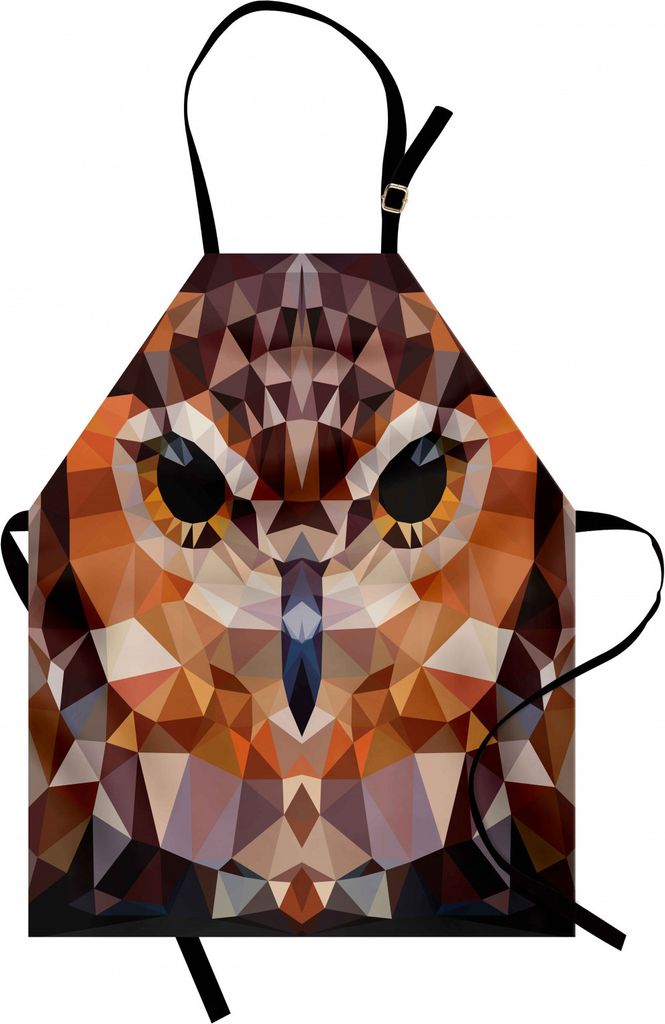 ABAKUHAUS Geometrisch Kochschürze, Mosaik Owl Head in verknüpften Dreieck Formen Retro-Stil Funk geometrische Boho Design, Farbfest Höhenverstel...