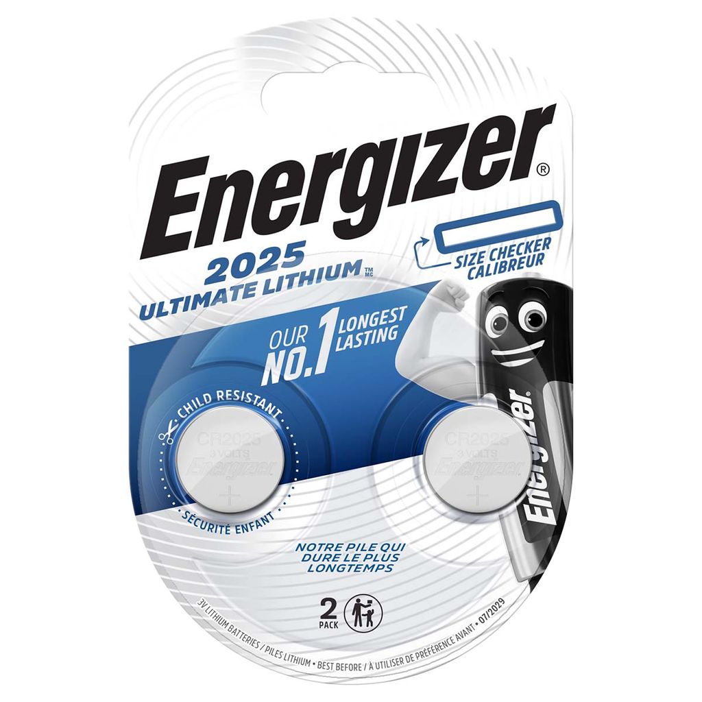 ENERGIZER® CR2025 Ultimate Lithium Batteries 3V 2er Blister Produktbild 