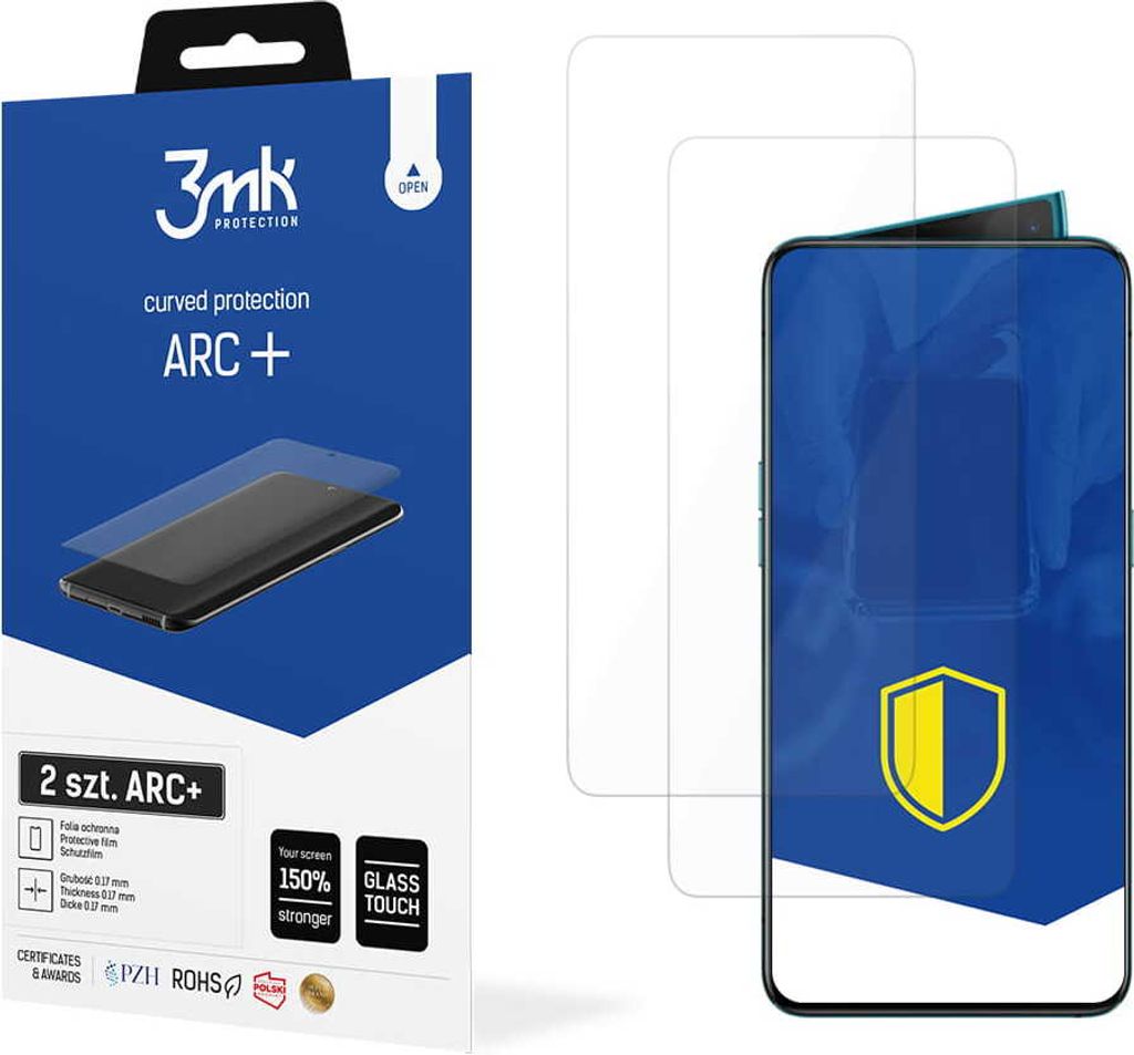 3mk Display Schutzfolie ARC+ für Oppo Reno 2 0,17mm Self-Heal (2 Stück)