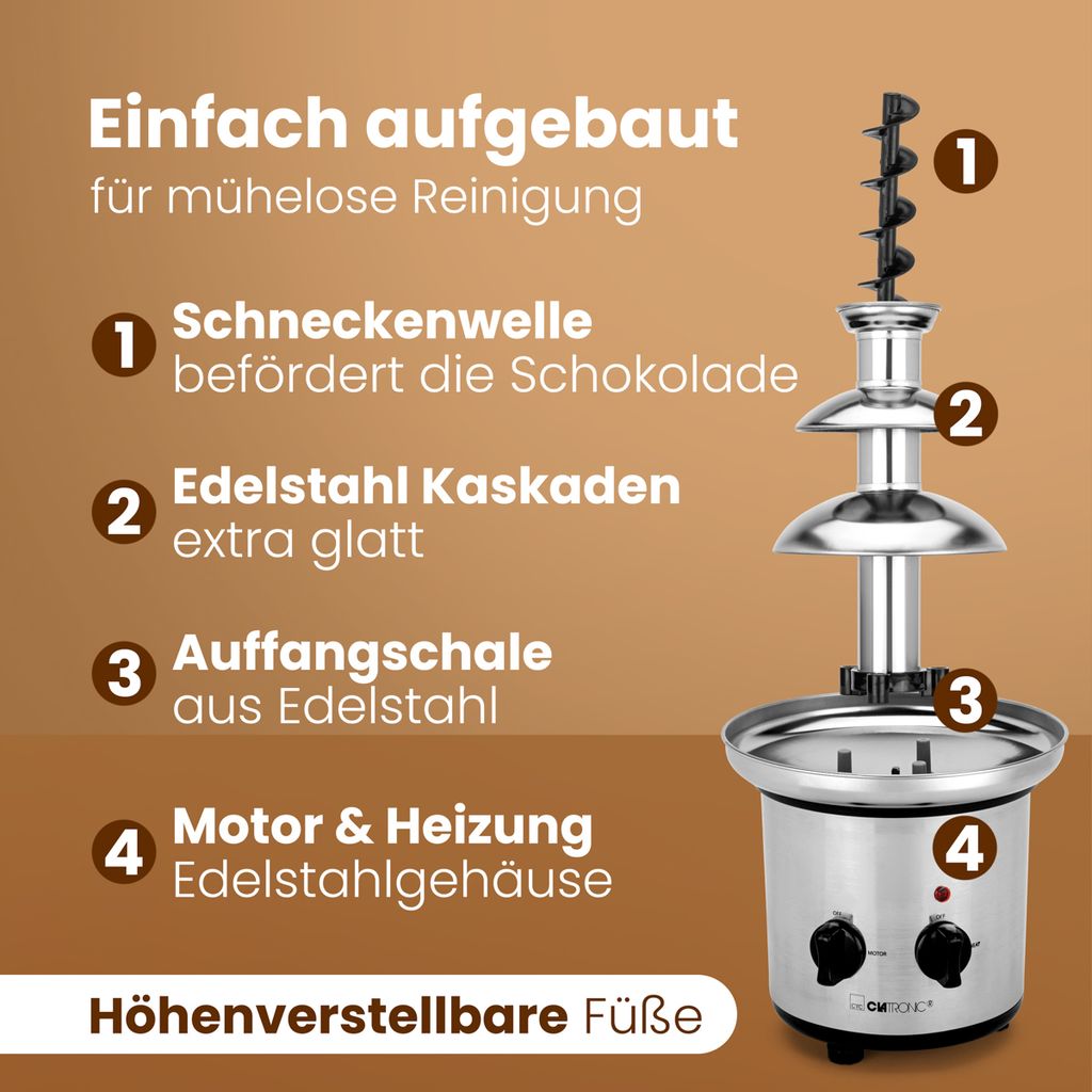 Clatronic® Schokobrunnen mit exzellentem Schokofluss