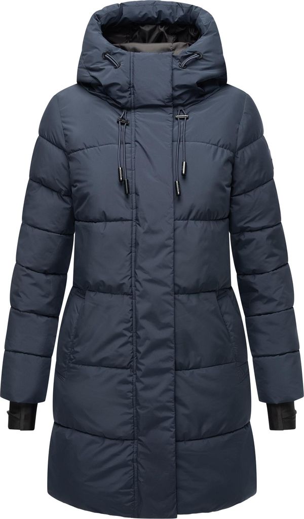 Marikoo Damen Winterjacke Steppjacke Übergangsjacke gesteppt Jacke Kapuze Kaituu Navy Gr. 40 - L