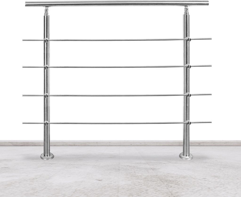 Clanmacy Geländer Treppengeländer Edelstahl Handlauf für Innen und Außen geeignet 120cm mit 4 Querstreben