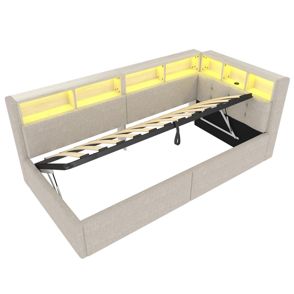 Flieks Hydraulisches Schlafsofa Tagesbett mit USB- und Produktbild 