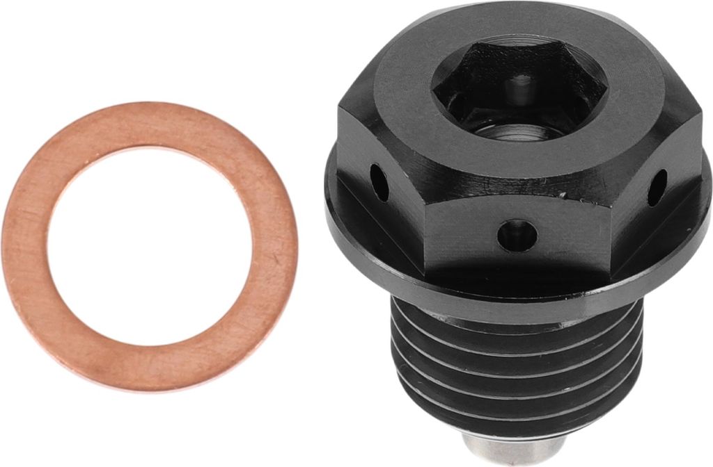 M14x1.5 4MM Magnetischer Ölablassstopfen Titanlegierung Ölwanne Ablassschraube Mit 1 Kupferdichtung Schwarz 1Stk
