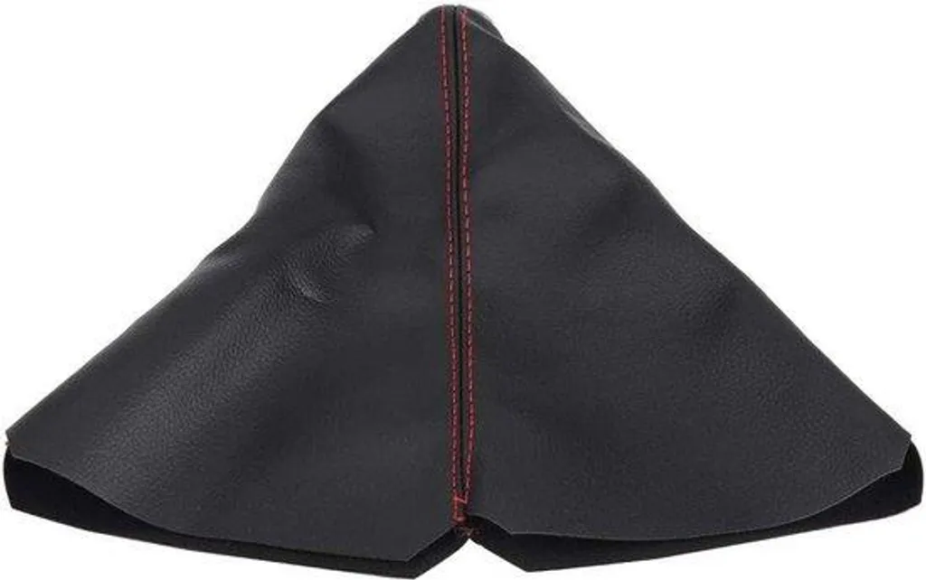 Soufflet de vitesse noir coutures rouges en similicuir pour auto