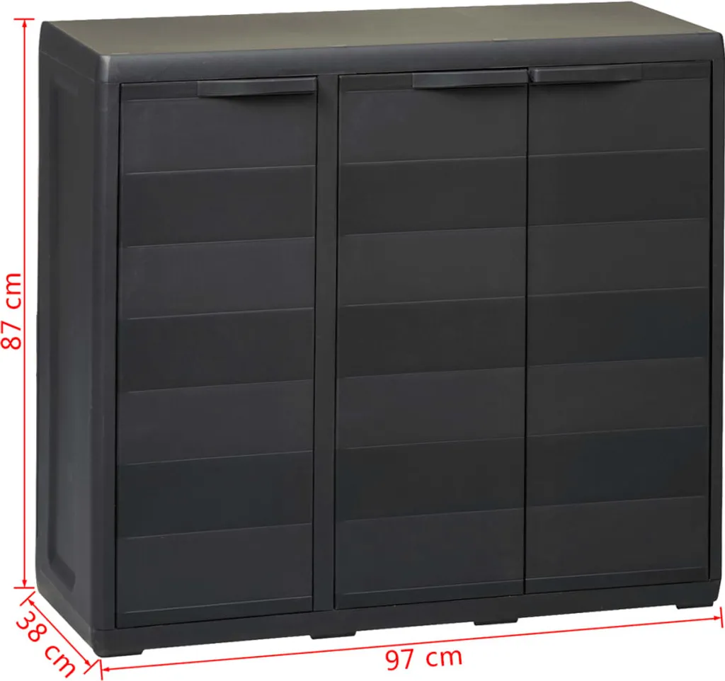 vidaXL Armadio da giardino con 2 ripiani nero - 10