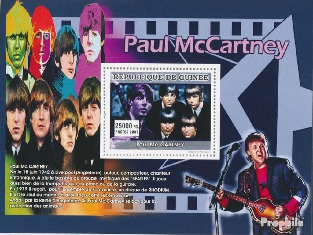 Briefmarken Guinea 2007 Mi Block 1311 (kompl. Ausgabe) postfrisch Paul McCartney