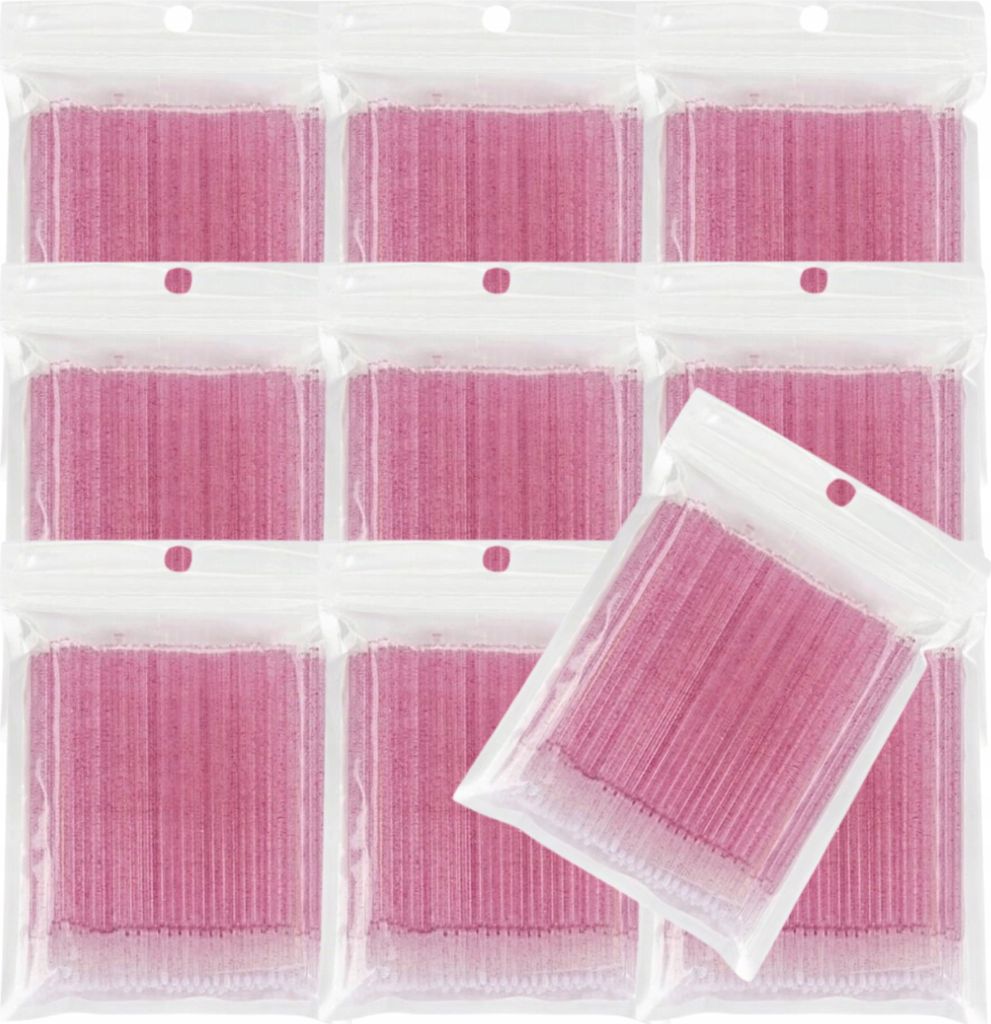 Fiberlose Microbrush-Wimpernapplikatoren, Pink Crystal, 1000 Stück.