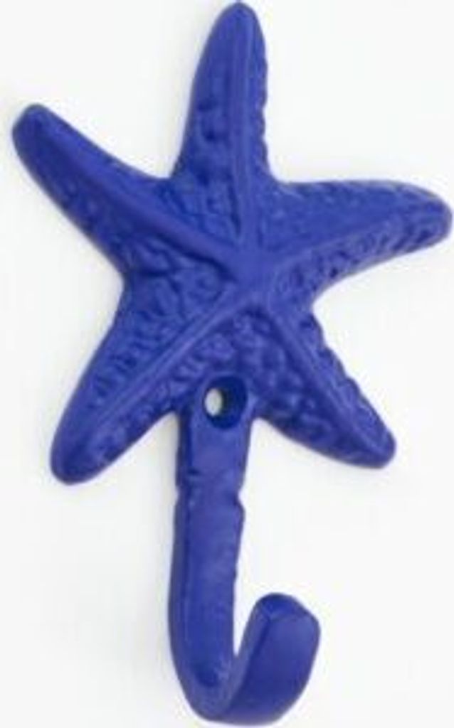 Gancio da parete a forma di stella marina blu cobalto - Immagine del prodotto 