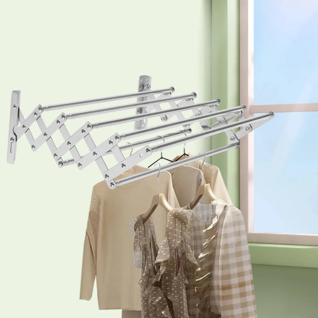 Support de cintres mural télescopique inox gain de place 42-80 cm