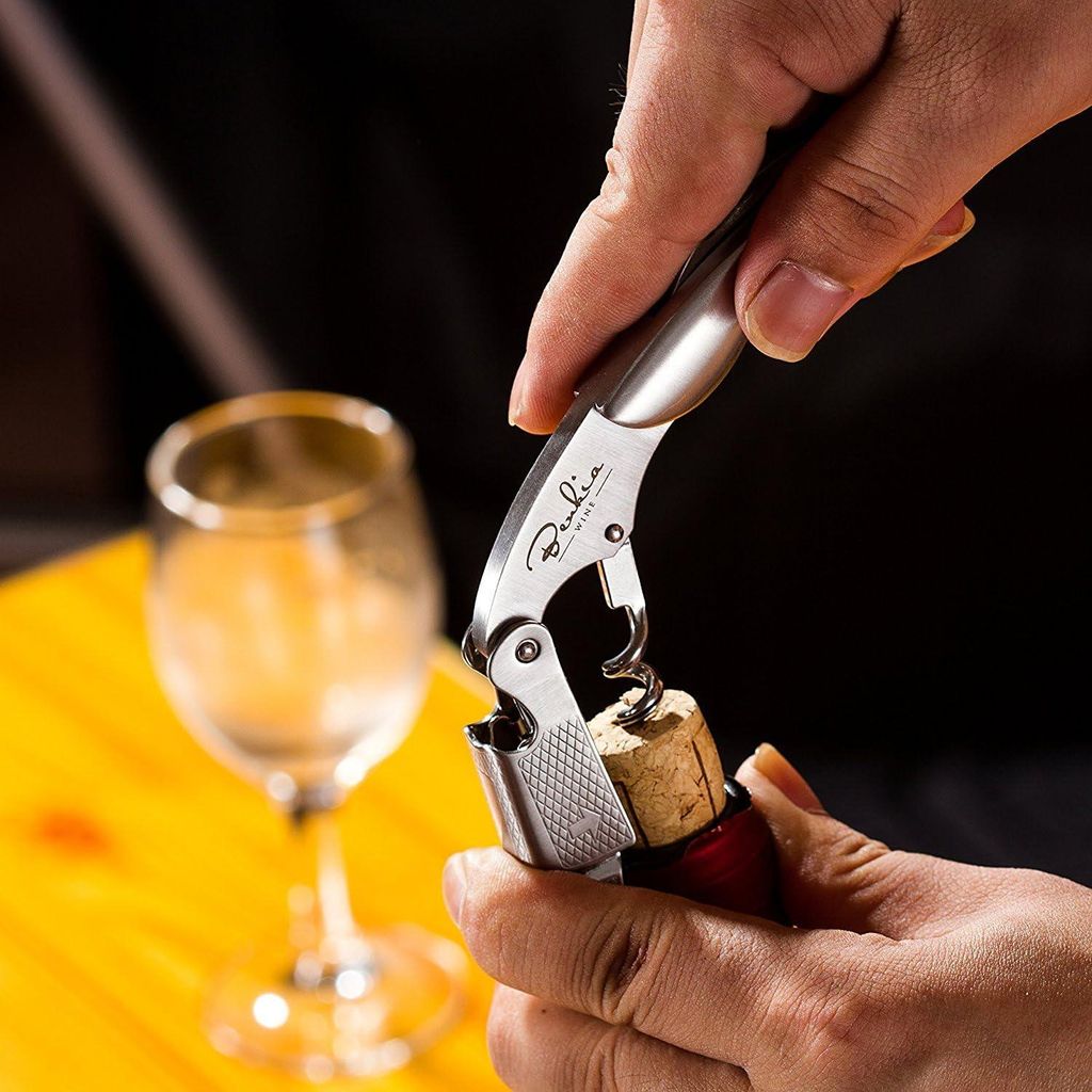 Edelstahl Kellnermesser - Korkenzieher mit Folienmesser - 1 Stück - Silber