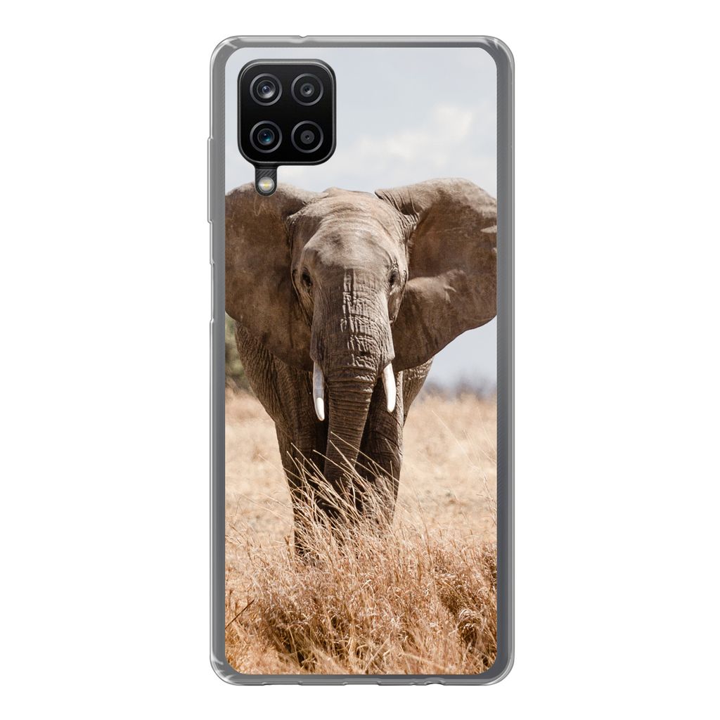 MuchoWow Handyhülle Schutzhülle Hülle für Samsung Galaxy A12 Elefant - Natur - Tiere - Porträt Silikon Softcase Handy Hülle - Bild