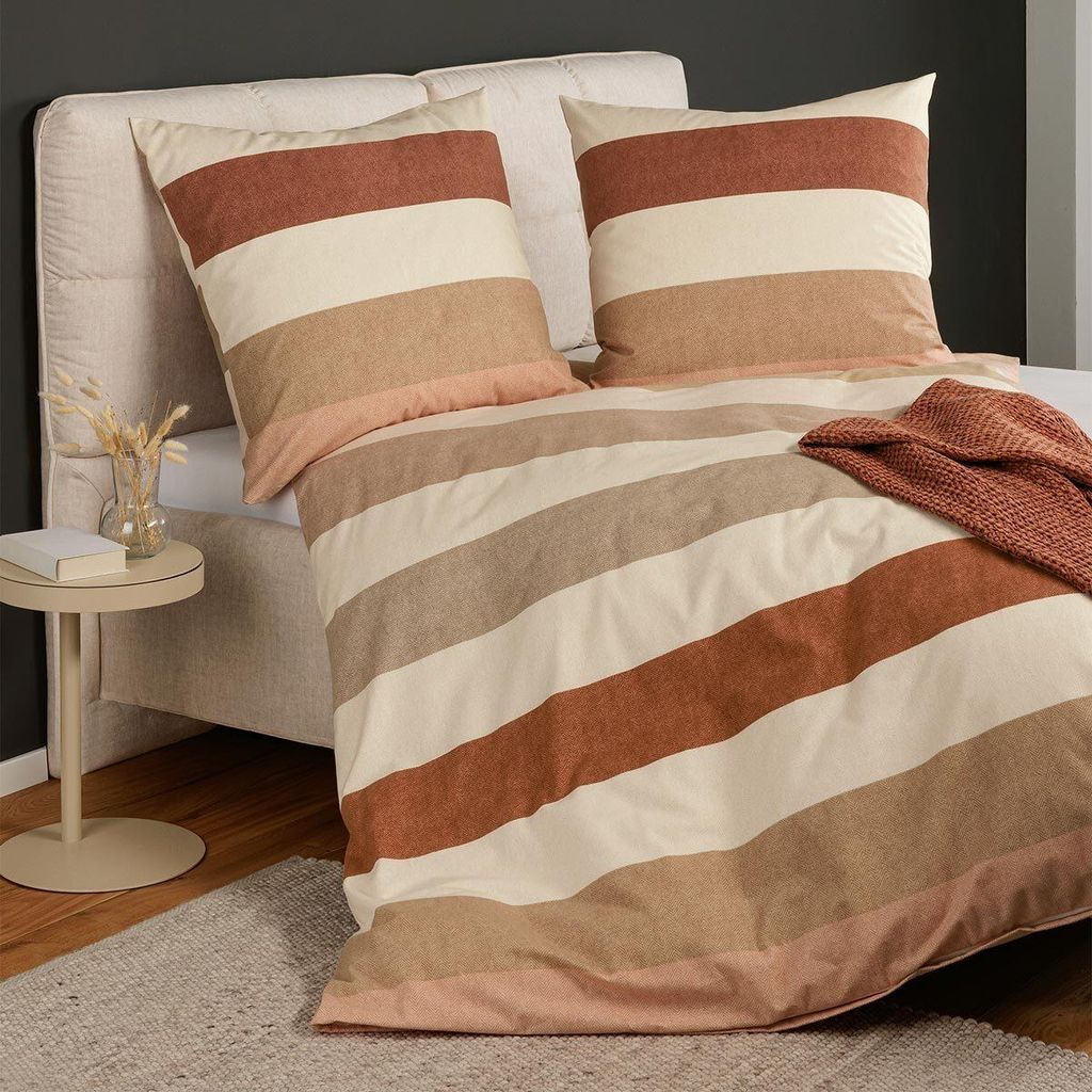 Janine Feinbiber Bettwäsche Davos 65197 beige terra 155x220 Produktbild 