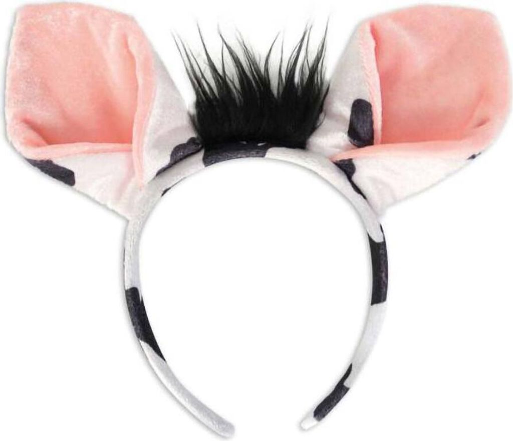 Haarreif Kuh mit Plüsch Ohren & Haaren Halloween Karneval Produktbild 