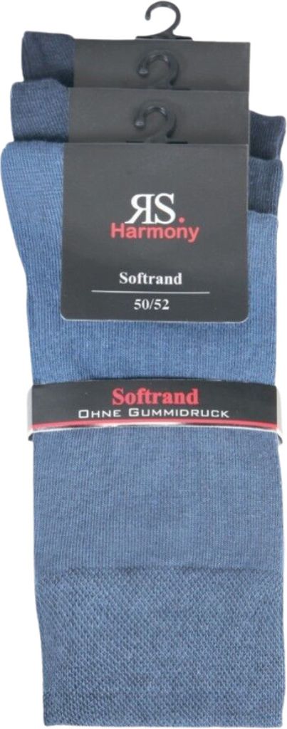 3 Paar Socken Baumwolle Übergröße Herren jeans mit Softrand o. Gummi RS Harmony Gr. 47-50