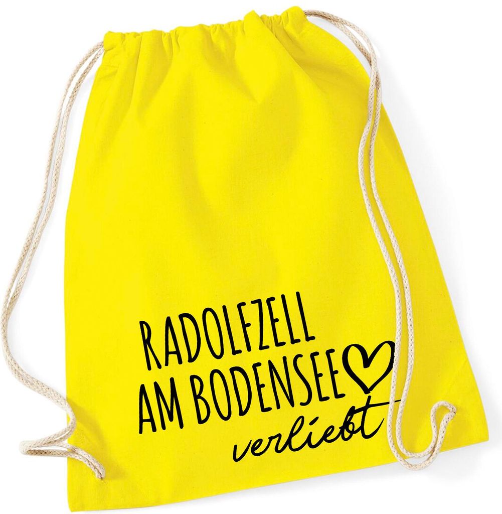 Huuraa Turnbeutel Radolfzell am Bodensee verliebt 12 Liter Yellow Baumwolle Rucksack Geschenkidee
