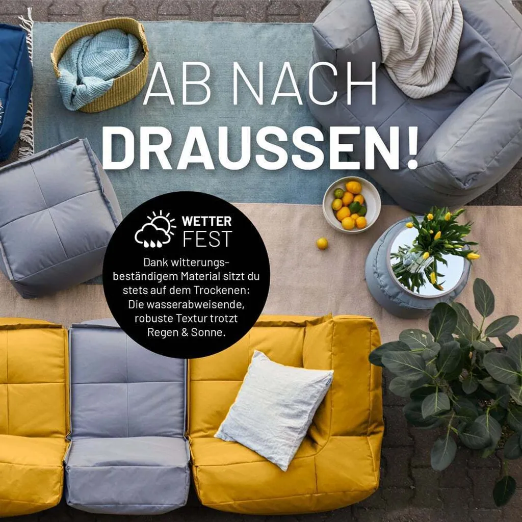 Lumaland Fauteuil-sac Modular 96x72x70cm Jaune Moutarde Chic - 6