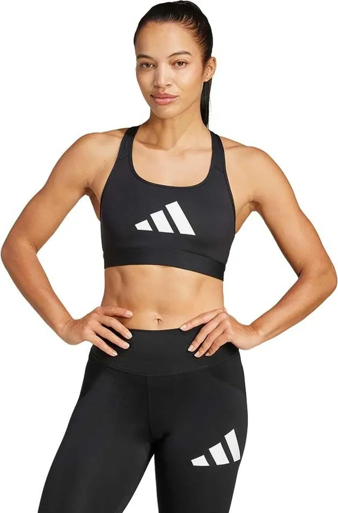Brassière de Sport Adidas JG1414 Noire pour Fitness et Running - L
