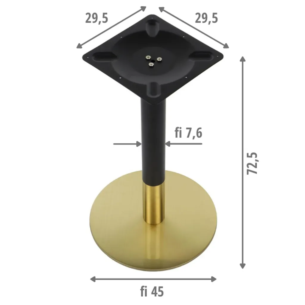 Support table de restaurant et hôtel en acier inoxydable or 72cm