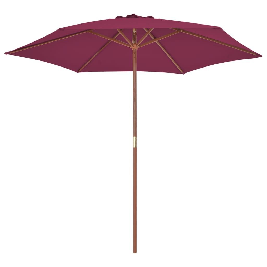 vidaXL Parasol avec mât en bois 270 cm rouge bordeaux Image du produit 