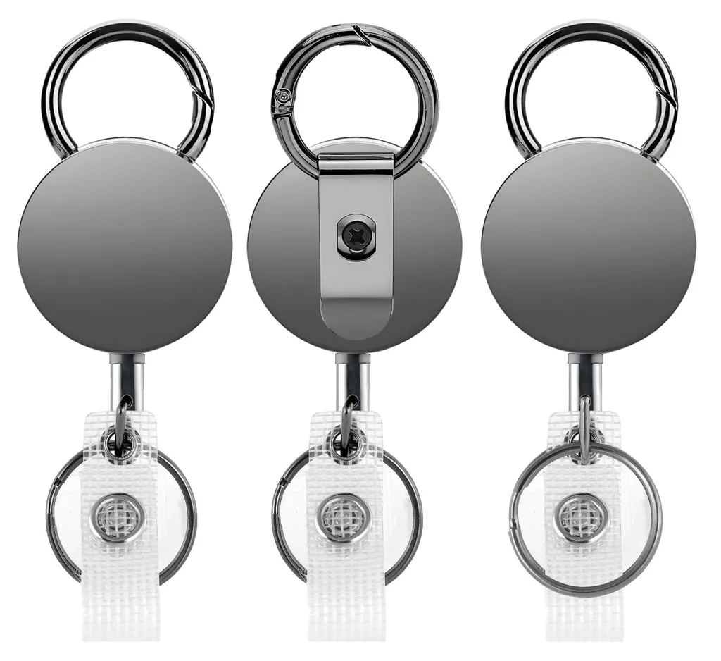 Porte-badge enrouleur robuste et porte-clés rétractable multifonction