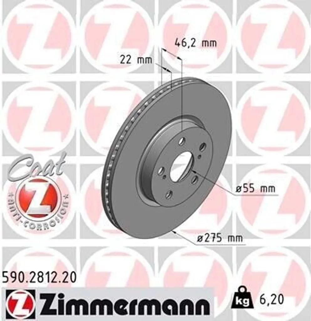 Disque de frein Zimmermann 590.2812.20 pour Urban Cruiser Verso S