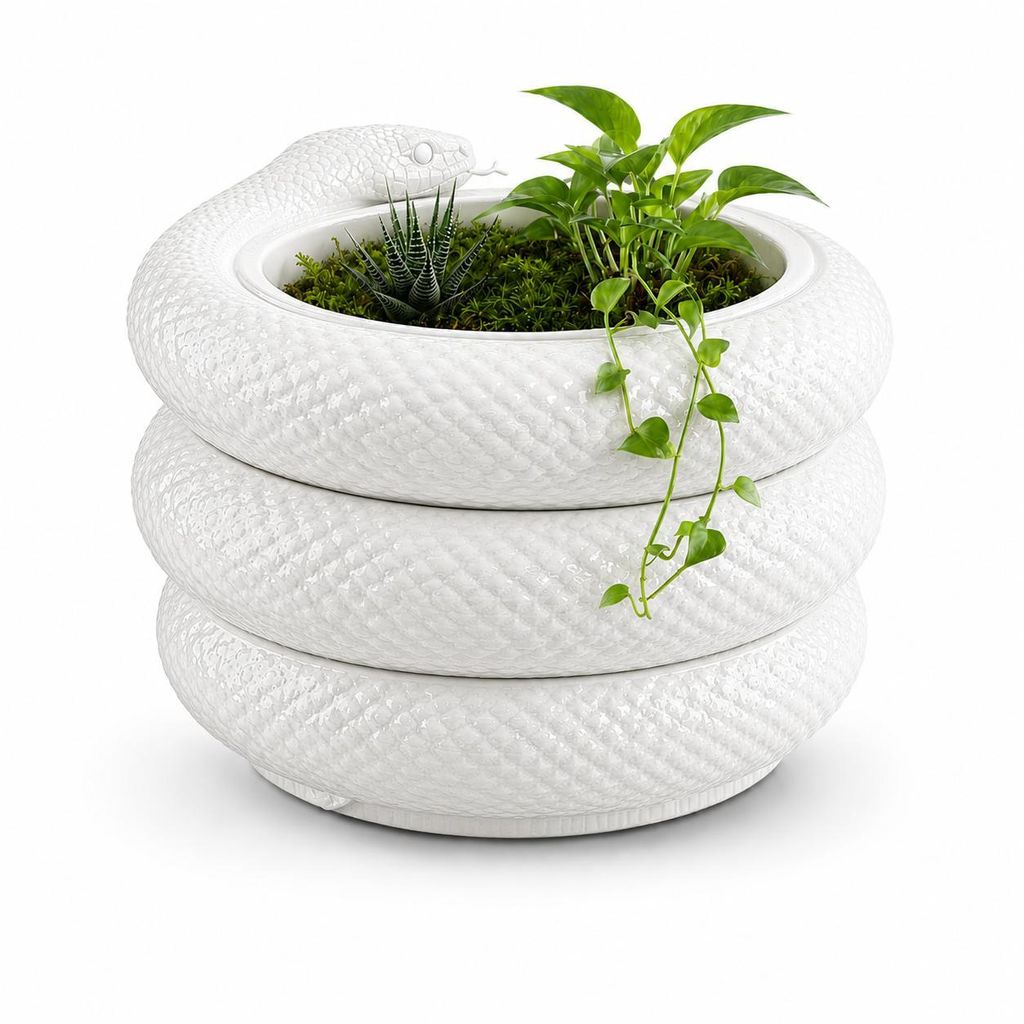 Schlangen Vase Modern | Designer Pflanzgefäß in Schwarz & Weiß | Moderne Wohnzimmer Deko M & XL