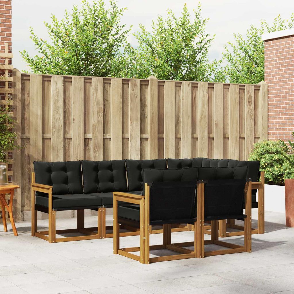 (Robust Möbel)Outdoor-Sofagarnitur - CLORIS - Balkonmöbe/Sitzgruppe - mit Kissen 7 pcs - Moderne Design - Natürlich und Schwarz - Gartensofa...