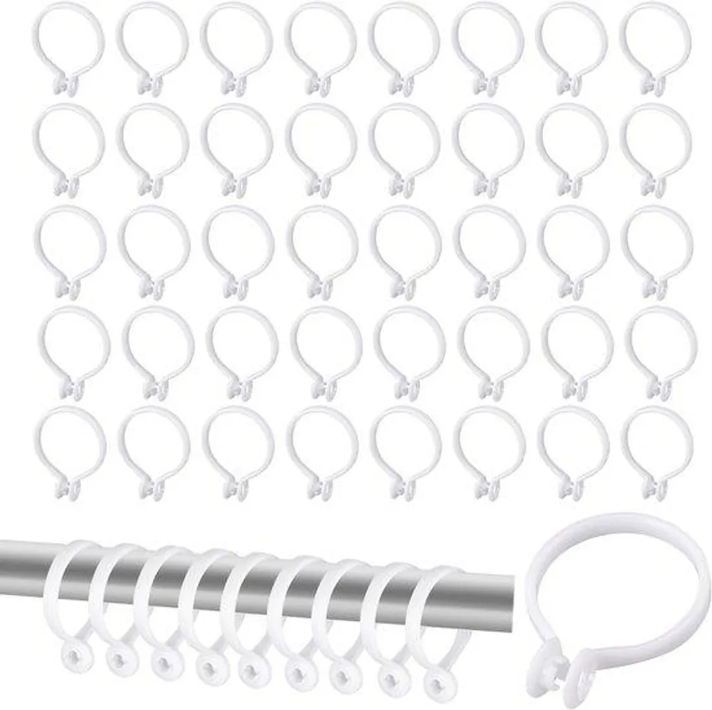 Anneaux de rideaux blancs 30 mm en plastique haute densité - 50 pcs