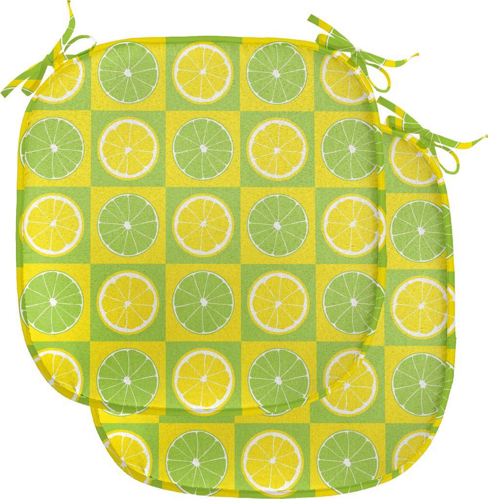 ABAKUHAUS Lime Green Polster für Esszimmerstühle, Lemon Lime Pop-Art, Dekoratives wasserfestes Kissen mit Riemen für Küchensitze, 40 cm x 40 cm...