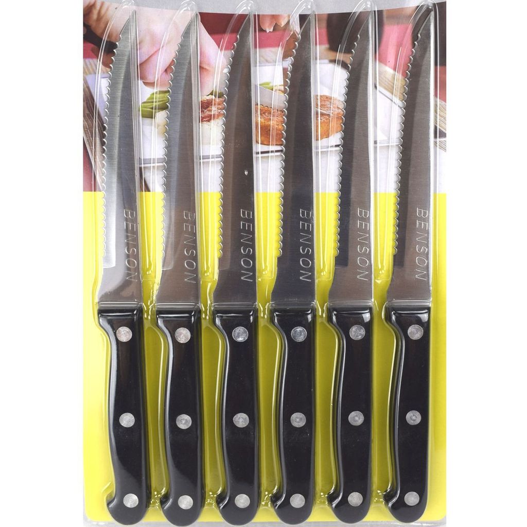 Steakmesser Set 6tlg. Pizzamesser 6 Messer Grillbesteck Produktbild 