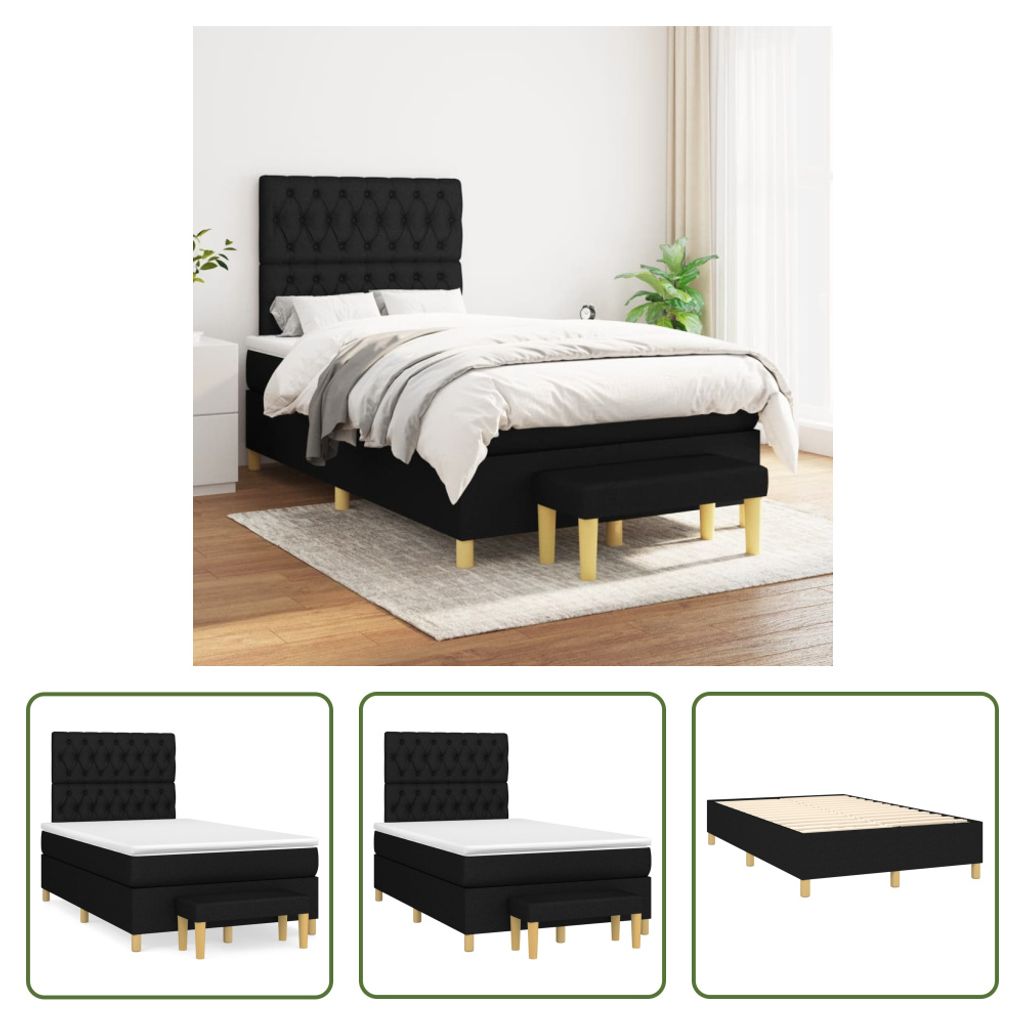 The Living Store Boxspringbett mit Matratze Schwarz 120x200 Produktbild 